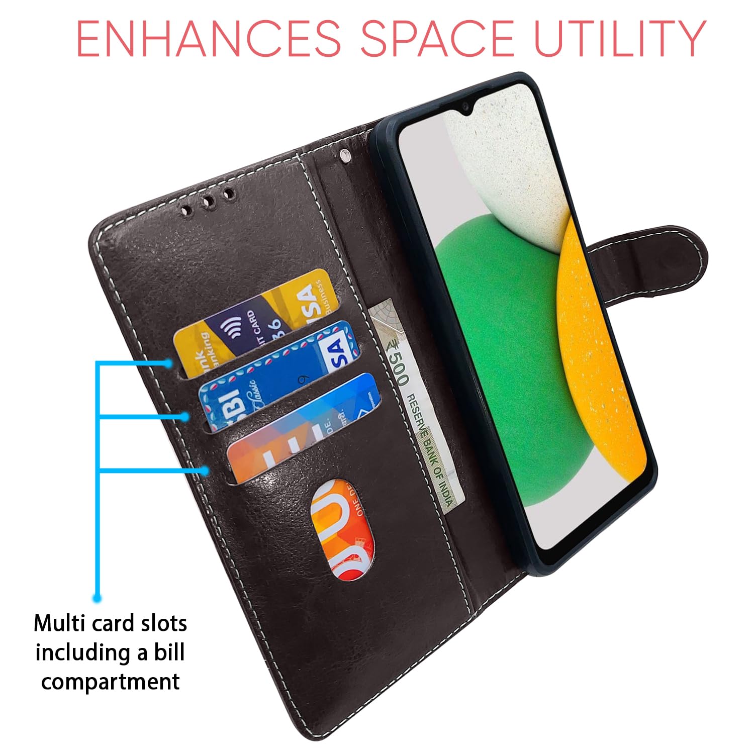 Samsung A03 Core mobile flip cover in coffee & brown by Pikkme – photo 4