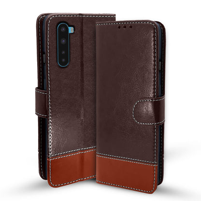 Pikkme OnePlus Nord (2020) Magnetic coffee & brown flip case