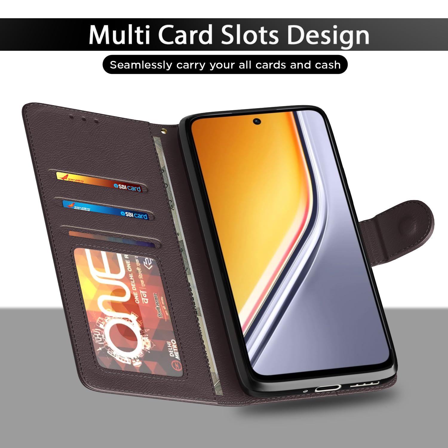 Coffee wallet flip cover for Realme Narzo 80x/P3x/14X 5G – Pikkme – photo 5