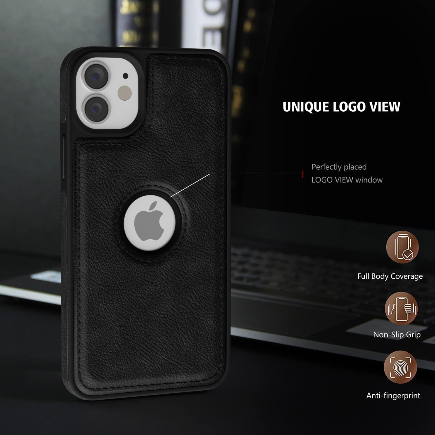 Pikkme iPhone 12/12 Pro Flexible Pu Leather Back Case (Black)