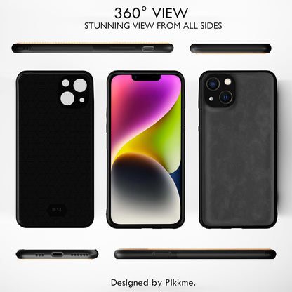 iPhone 14 Leather back cover in grey by Pikkme – photo 2