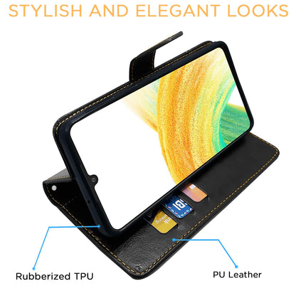 Black & brown Magnetic wallet flip cover for Samsung A33 5G – Pikkme – photo 5