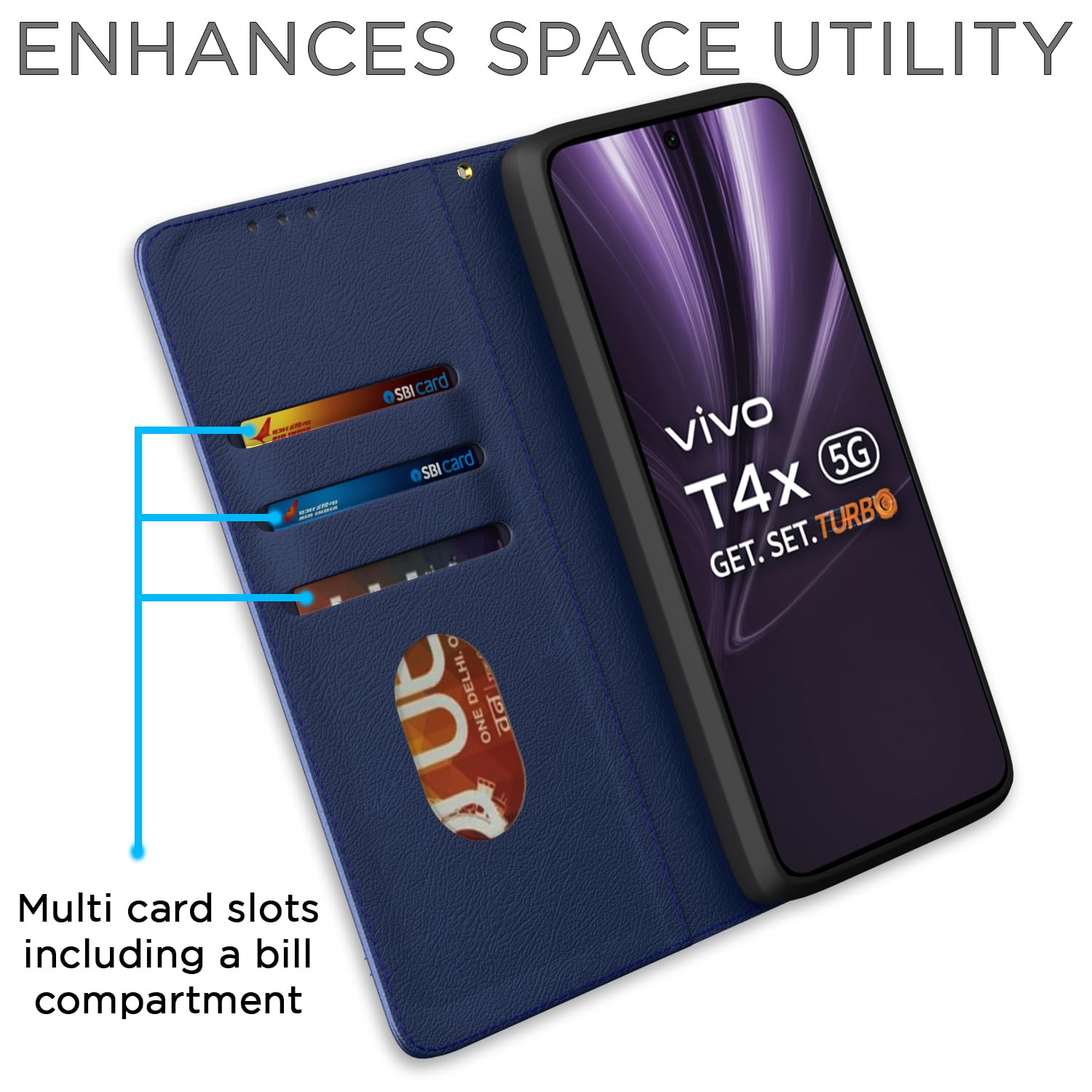 Blue Magnetic flip cover for Vivo T4x 5G – Pikkme – photo 3