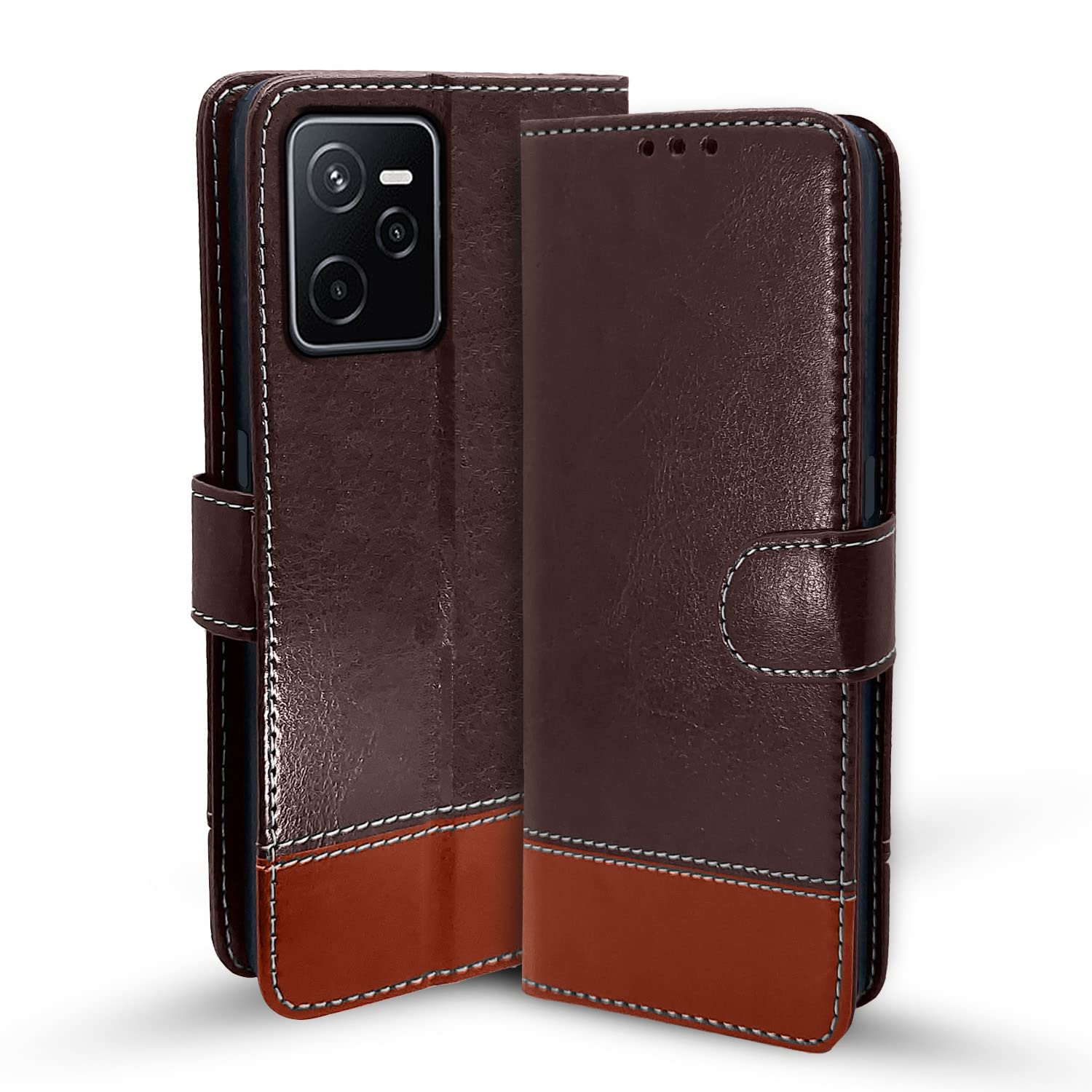 Pikkme coffee & brown Magnetic flip cover for Realme Narzo 50A Prime