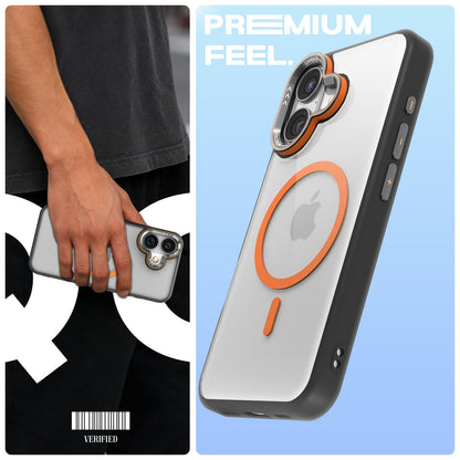 Black & orange mag-safe phone cover for iPhone 16 – Pikkme – photo 2