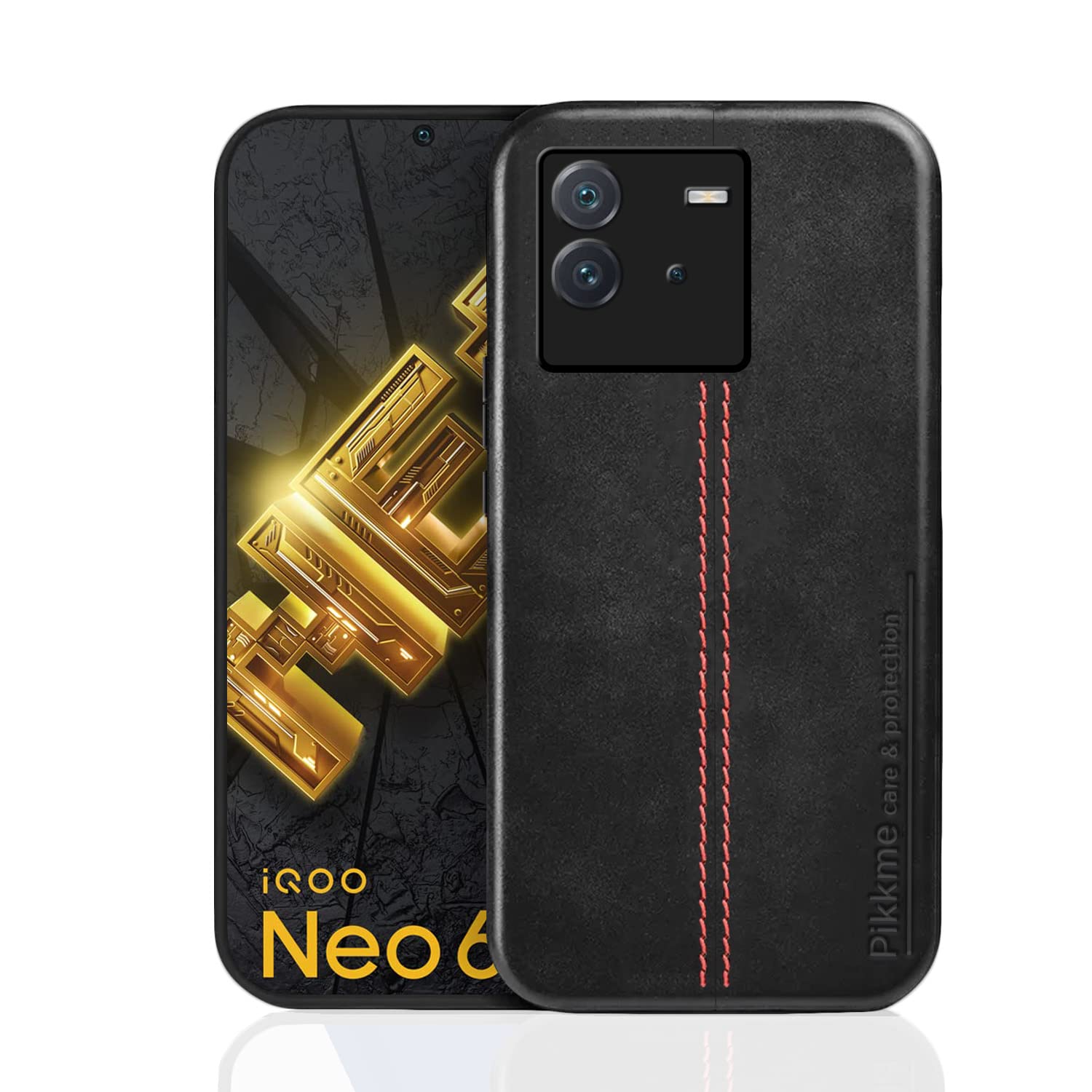 Black Leather mobile cover for iQOO Neo 6 5G – Pikkme