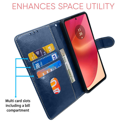 Moto Edge 50 Fusion/G96 5G Magnetic mobile flip cover in blue & brown by Pikkme – photo 4