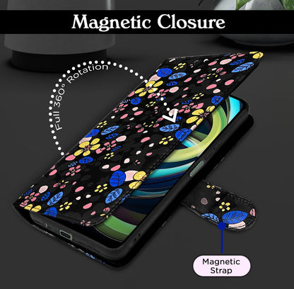 Pikkme black flower Wallet mobile flip cover for Redmi A3 (2024) – photo 6