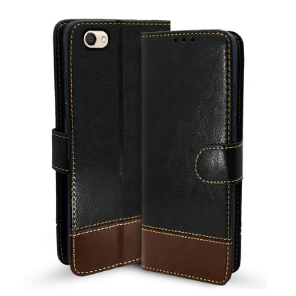 Vivo V5/V5s wallet flip cover in black & brown by Pikkme