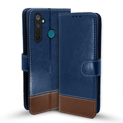 Pikkme blue & brown wallet flip cover for Realme 5 Pro