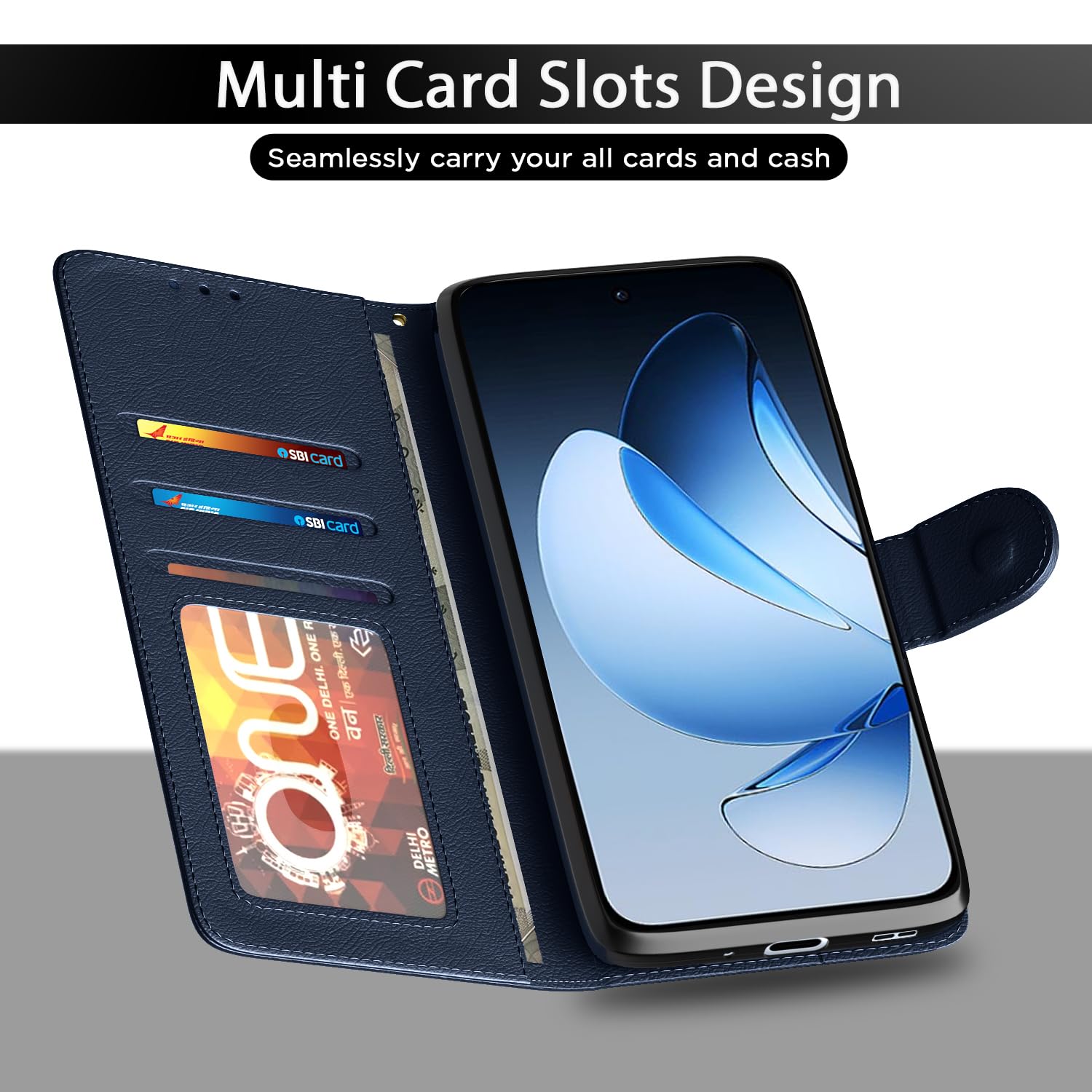 Pikkme blue mobile flip cover for Oppo Reno 13 5G – photo 5
