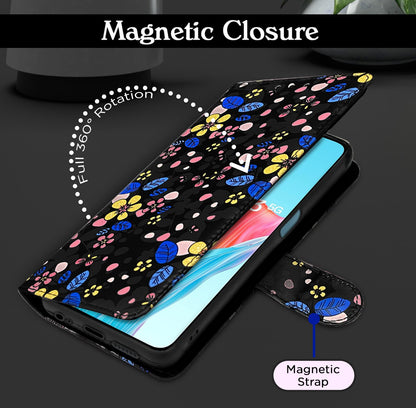 Pikkme Oppo F23 5G black flower mobile flip cover – photo 6
