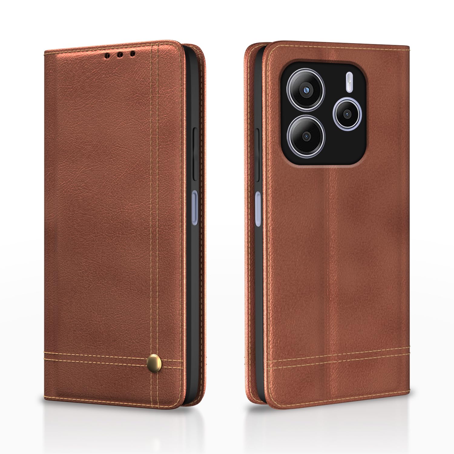 Pikkme brown flip case for Redmi Note 14 5G