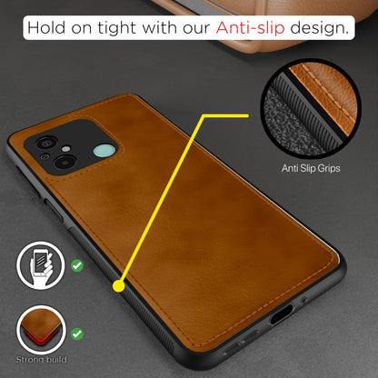 Pikkme brown Leather mobile back cover for Redmi 12C/Poco C55 – photo 2
