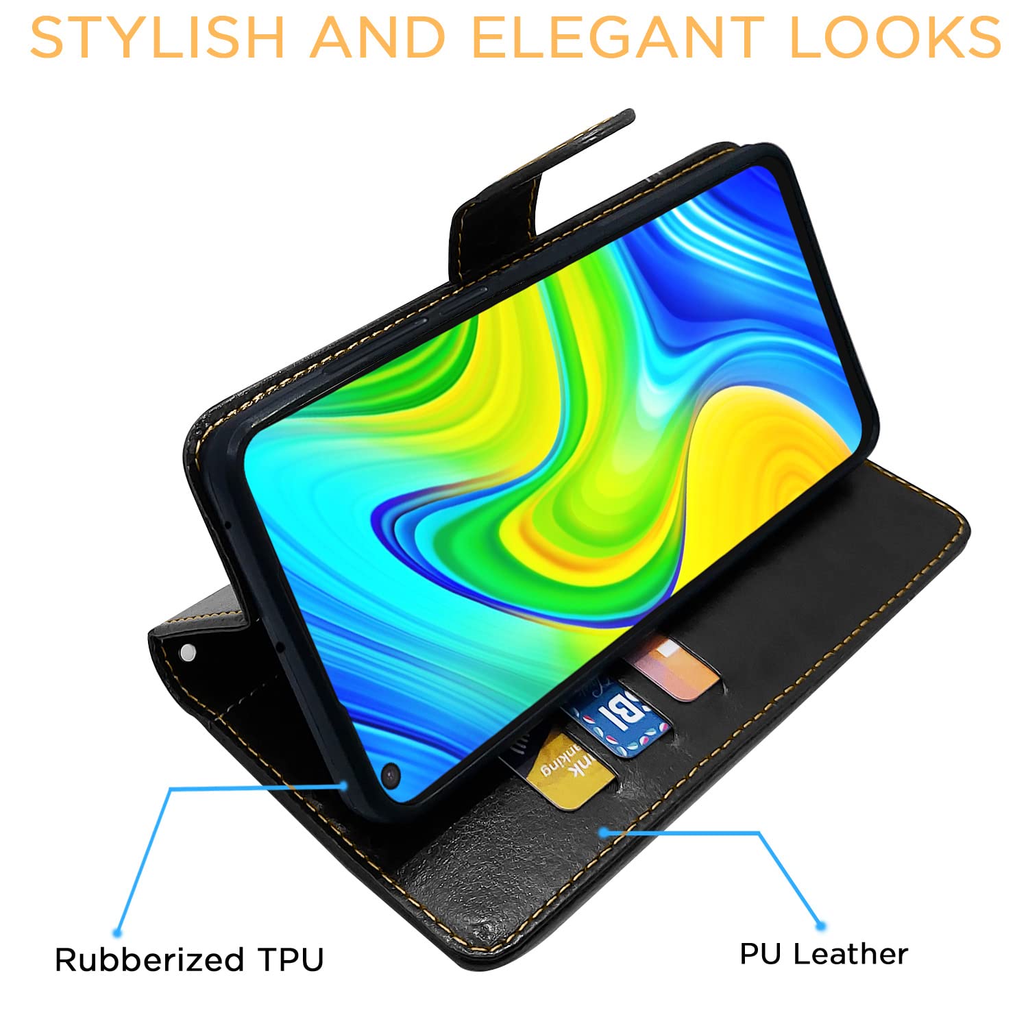 Pikkme Redmi Note 9 black & brown wallet flip cover – photo 6