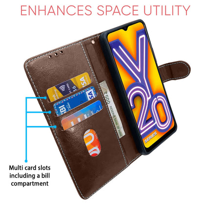 Pikkme Vivo Y12s/Y20/Y20i/Y20G brown & coffee flip cover – photo 3