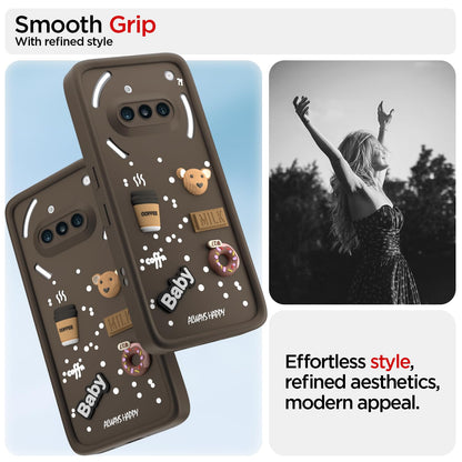 Pikkme Nothing Phone 3a 5G Cute Fun Cartoon 3D Bear Coffee Back Cover (Brown)