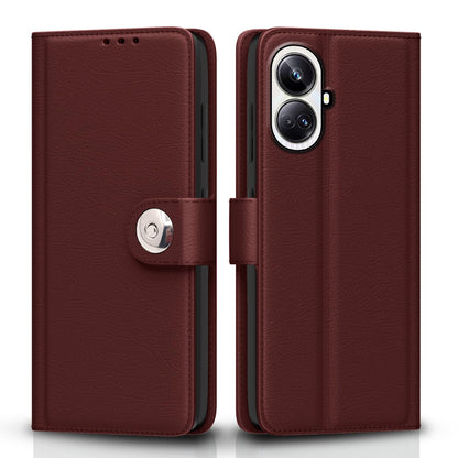 Brown Button wallet flip cover for Realme 10 Pro Plus 5G – Pikkme