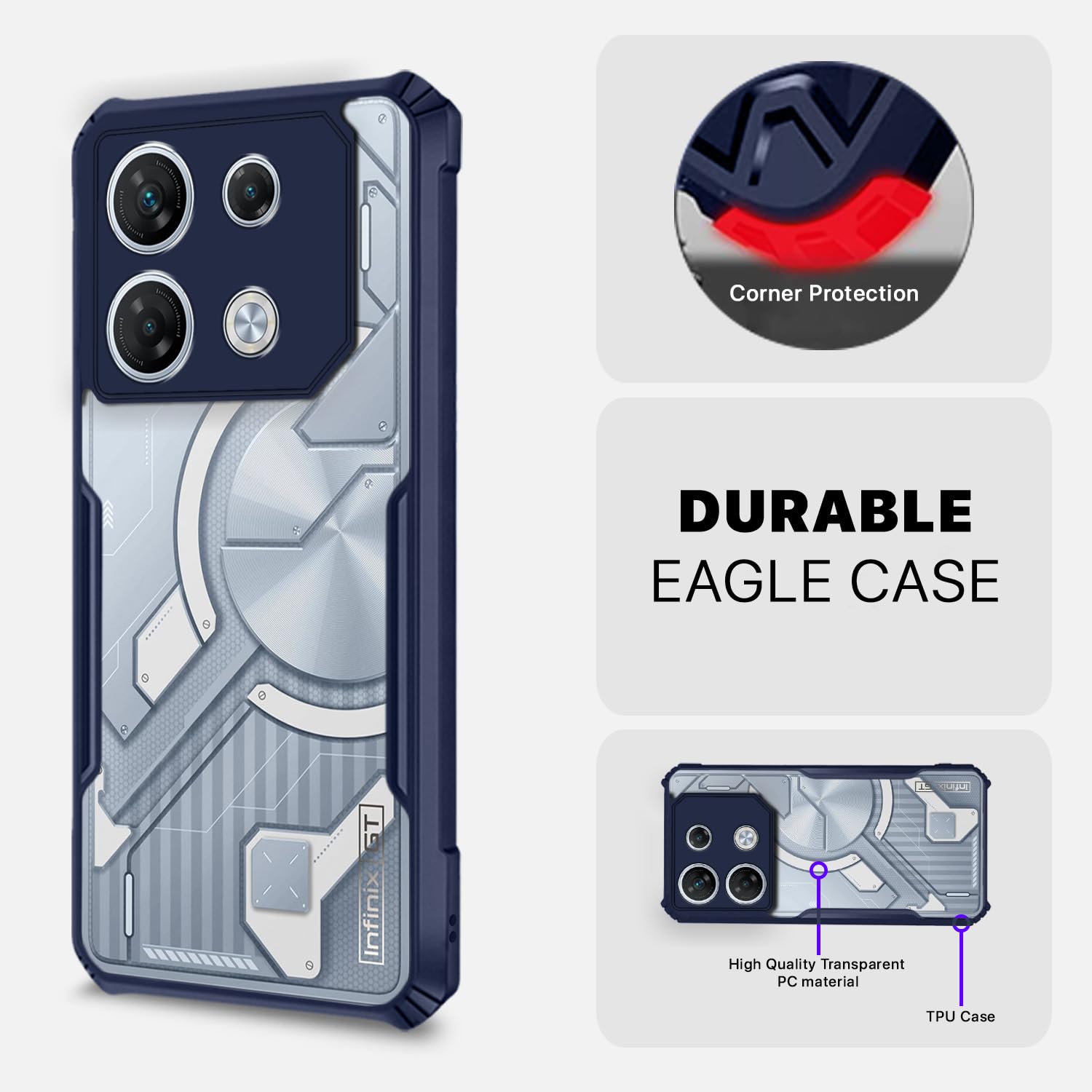 Blue Hybrid mobile back cover for Infinix – Pikkme – photo 5
