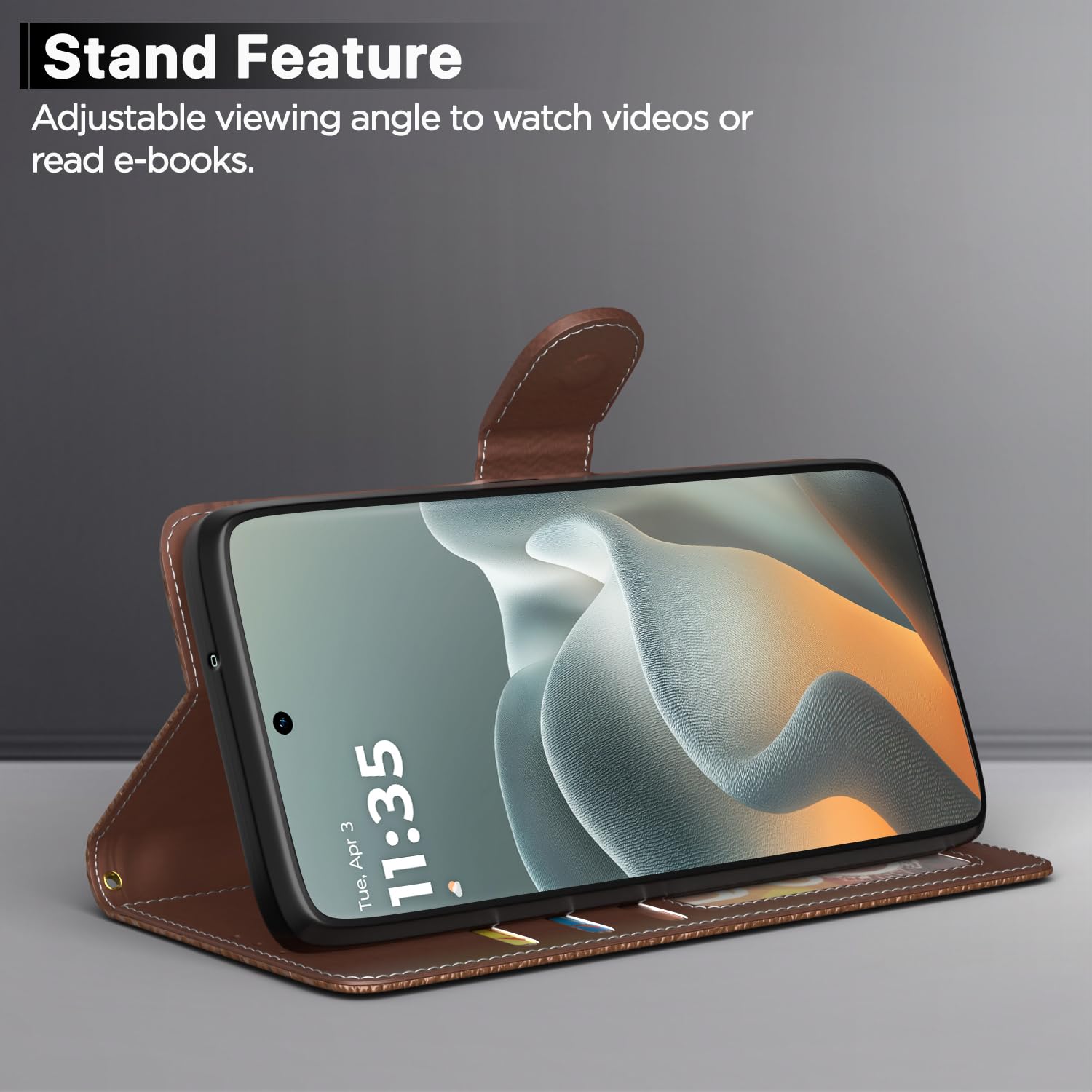 Tan flip cover for Moto Edge 70 Fusion 5G – Pikkme – photo 3