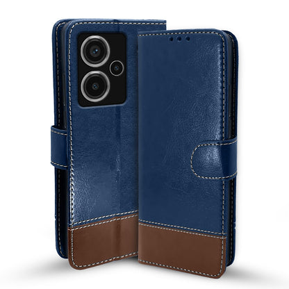 Redmi Note 13 Pro Plus 5G wallet flip cover in blue & brown by Pikkme