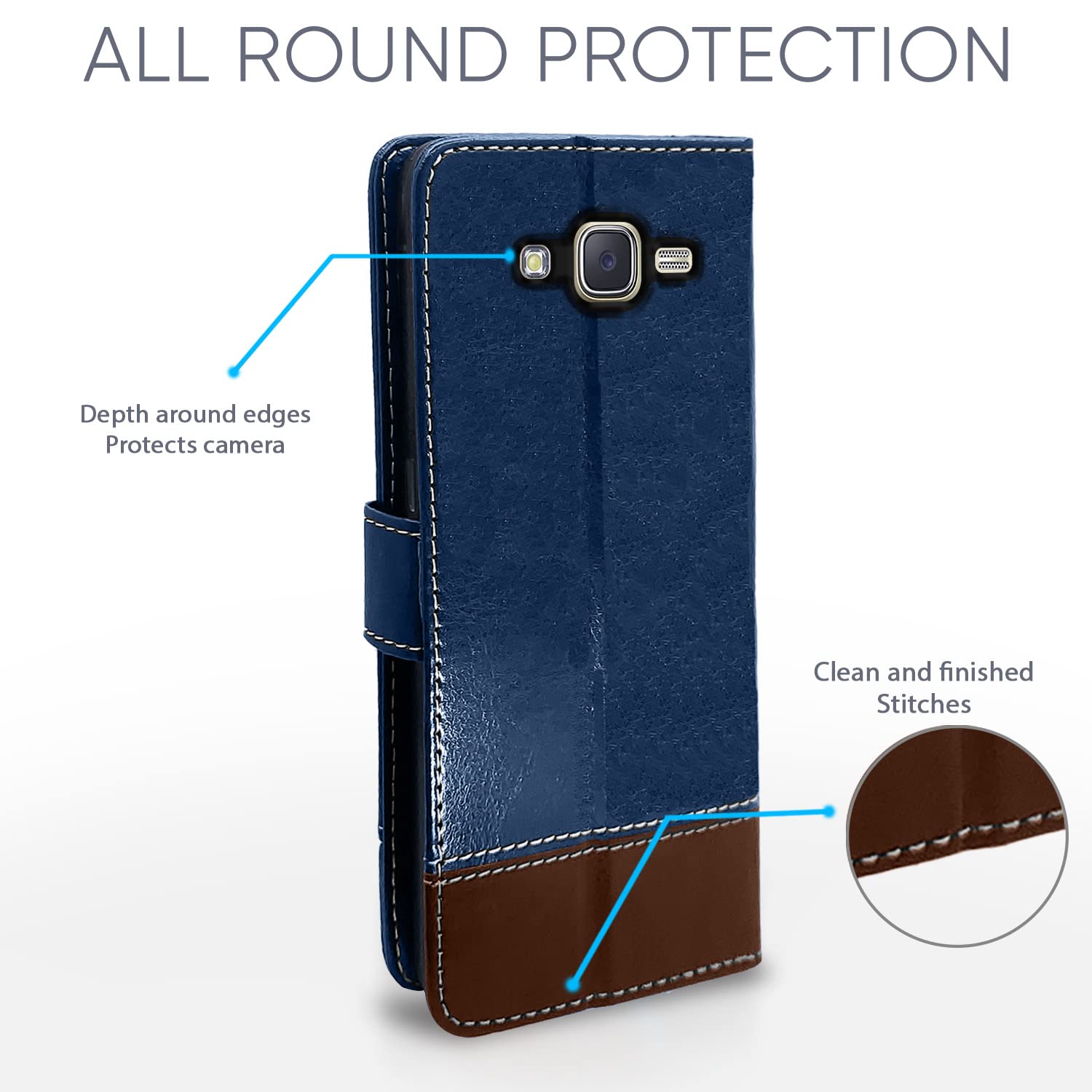 Pikkme Samsung J7 2015/J7 blue & brown mobile flip cover – photo 4