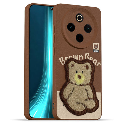 Pikkme brown Plush Patch phone cover for Vivo T4/iQOO Z10 5G
