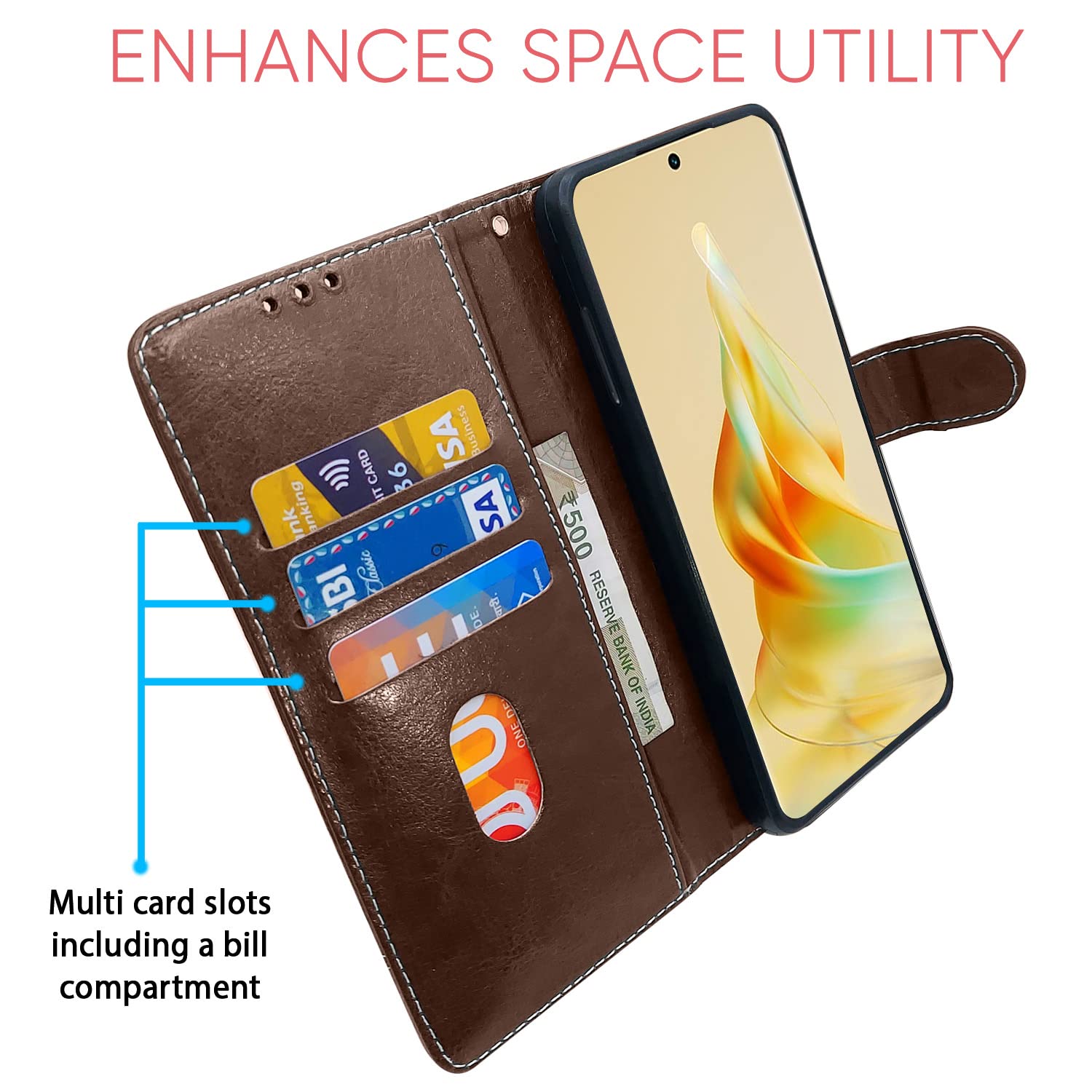 Brown & coffee Magnetic flip case for Oppo Reno 8T 5G – Pikkme – photo 3