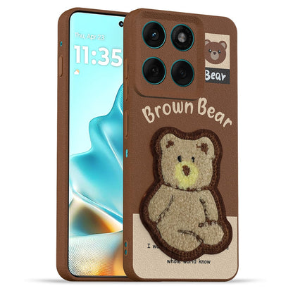 Brown Plush Patch phone cover for Moto Edge 60 Pro 5G – Pikkme