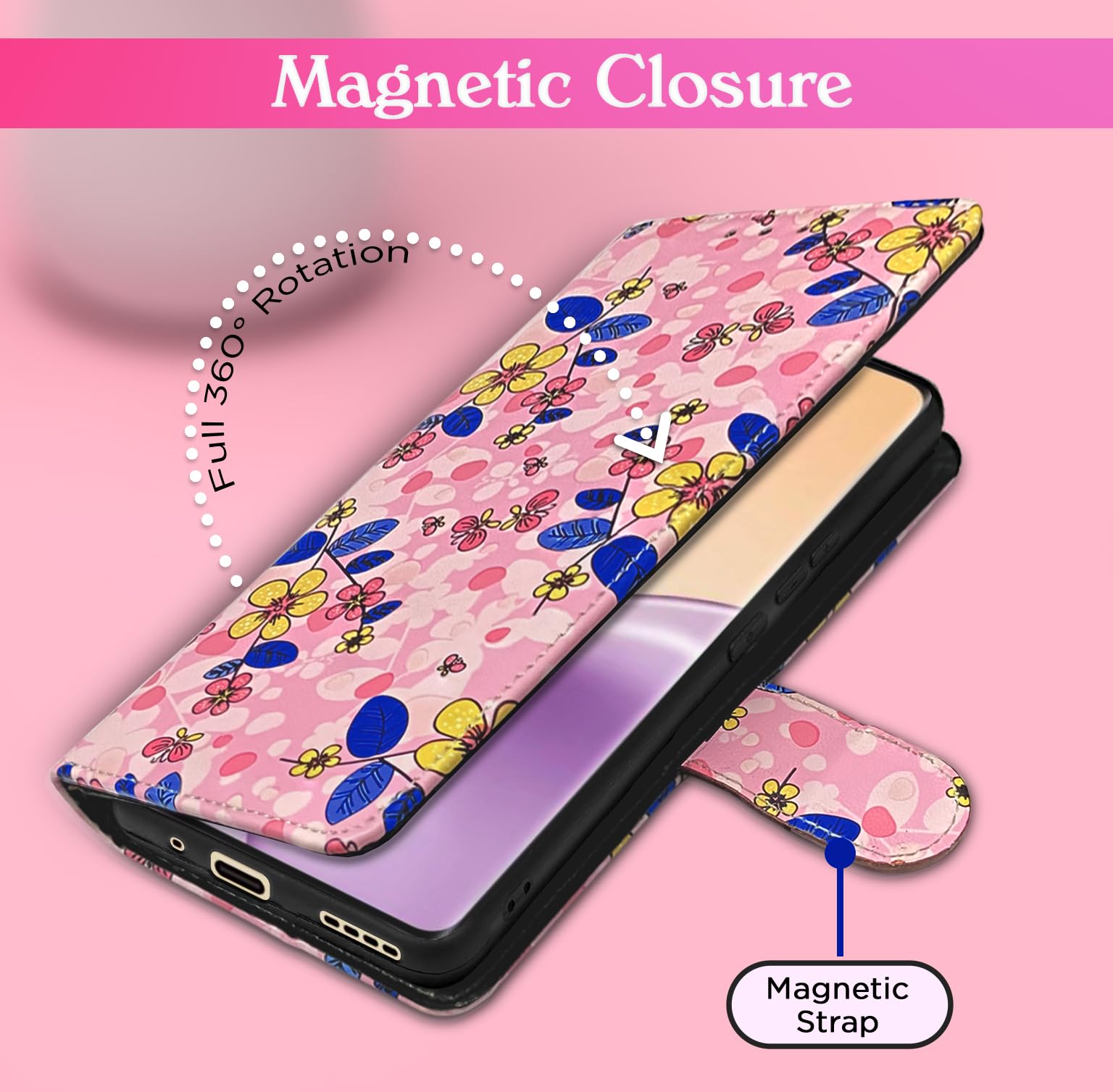Pikkme pink flower Wallet flip cover for Realme 14 Pro 5G – photo 6