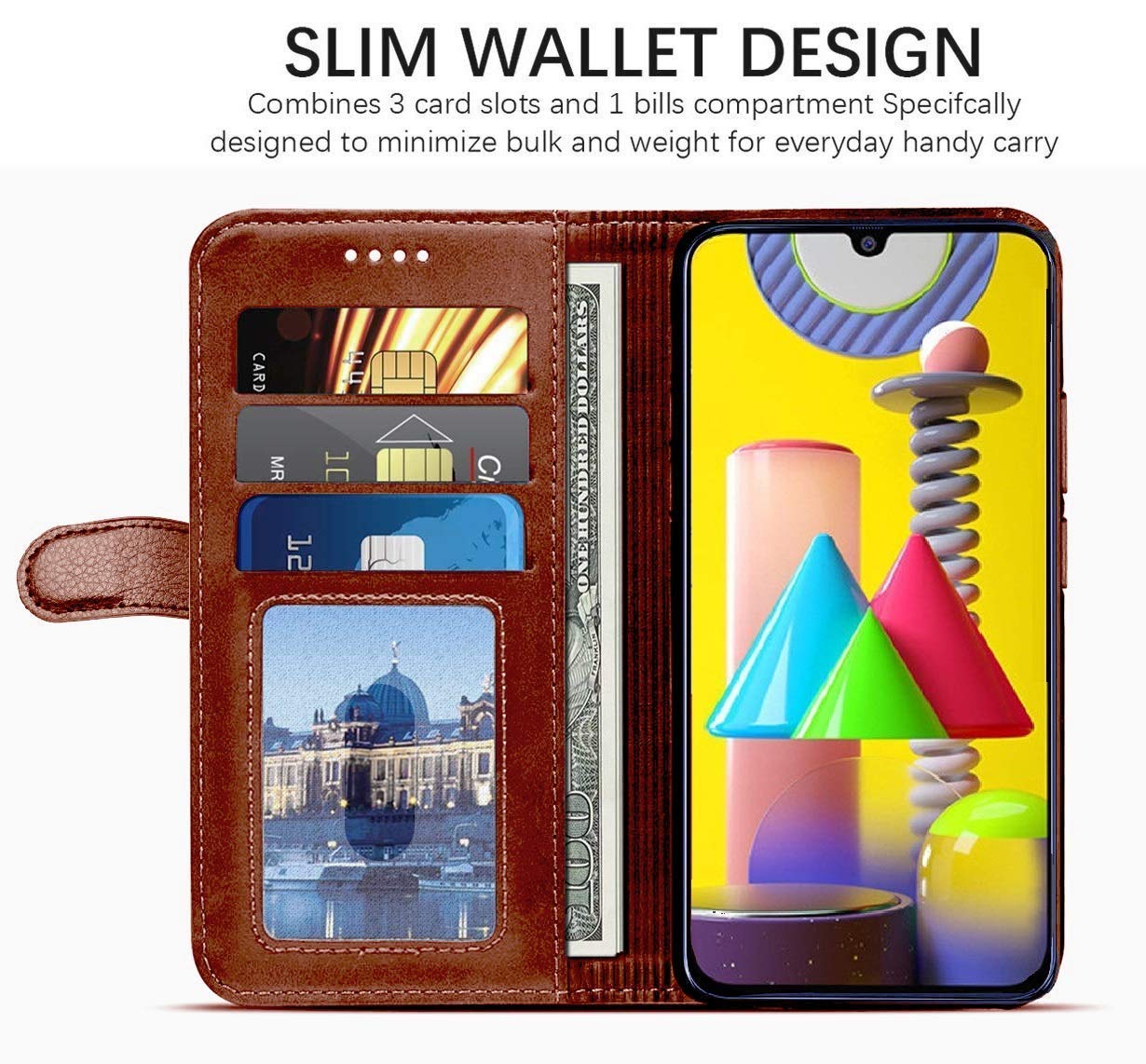 Brown Wallet flip case for Samsung M21 – Pikkme – photo 2