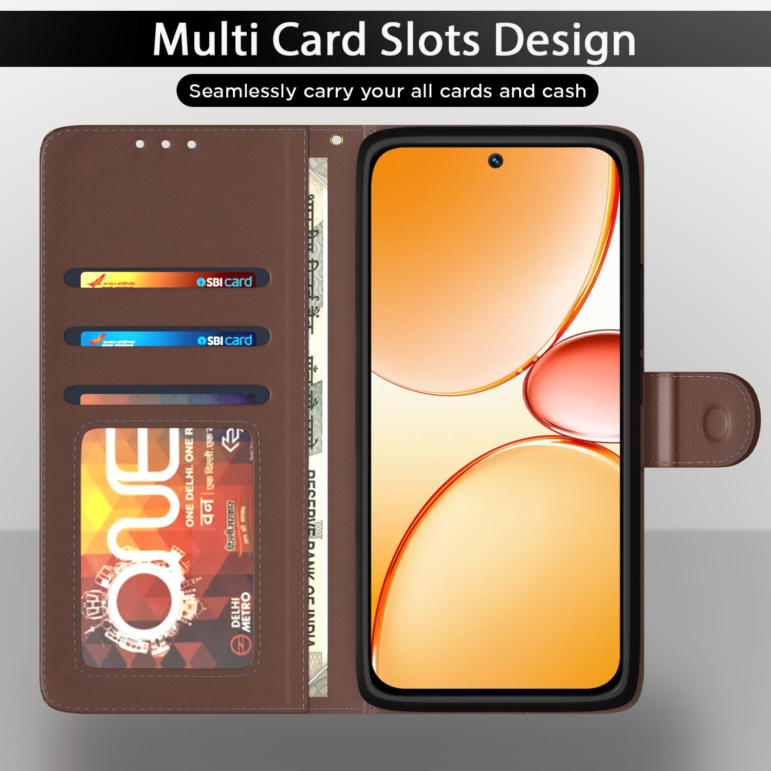 Pikkme tan flip case for Realme Narzo 90X/C85/15X 5G – photo 5
