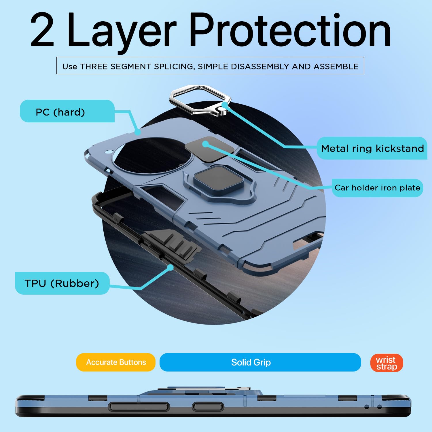 Blue D5 Tough Armor phone cover for OnePlus 12 5G – Pikkme – photo 4