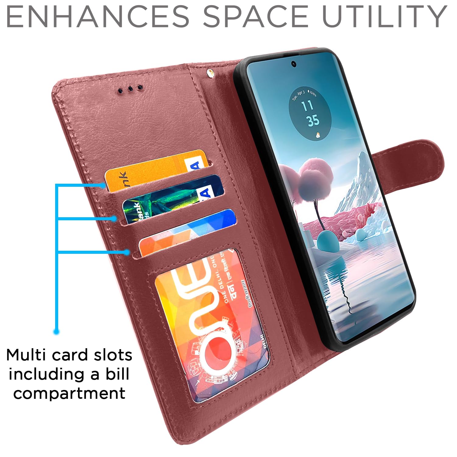 Moto Edge 40 Neo 5G flip cover in brown by Pikkme – photo 2