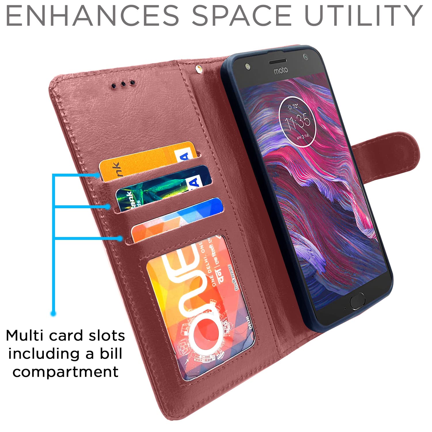 Pikkme brown mobile flip cover for Moto X4 – photo 3