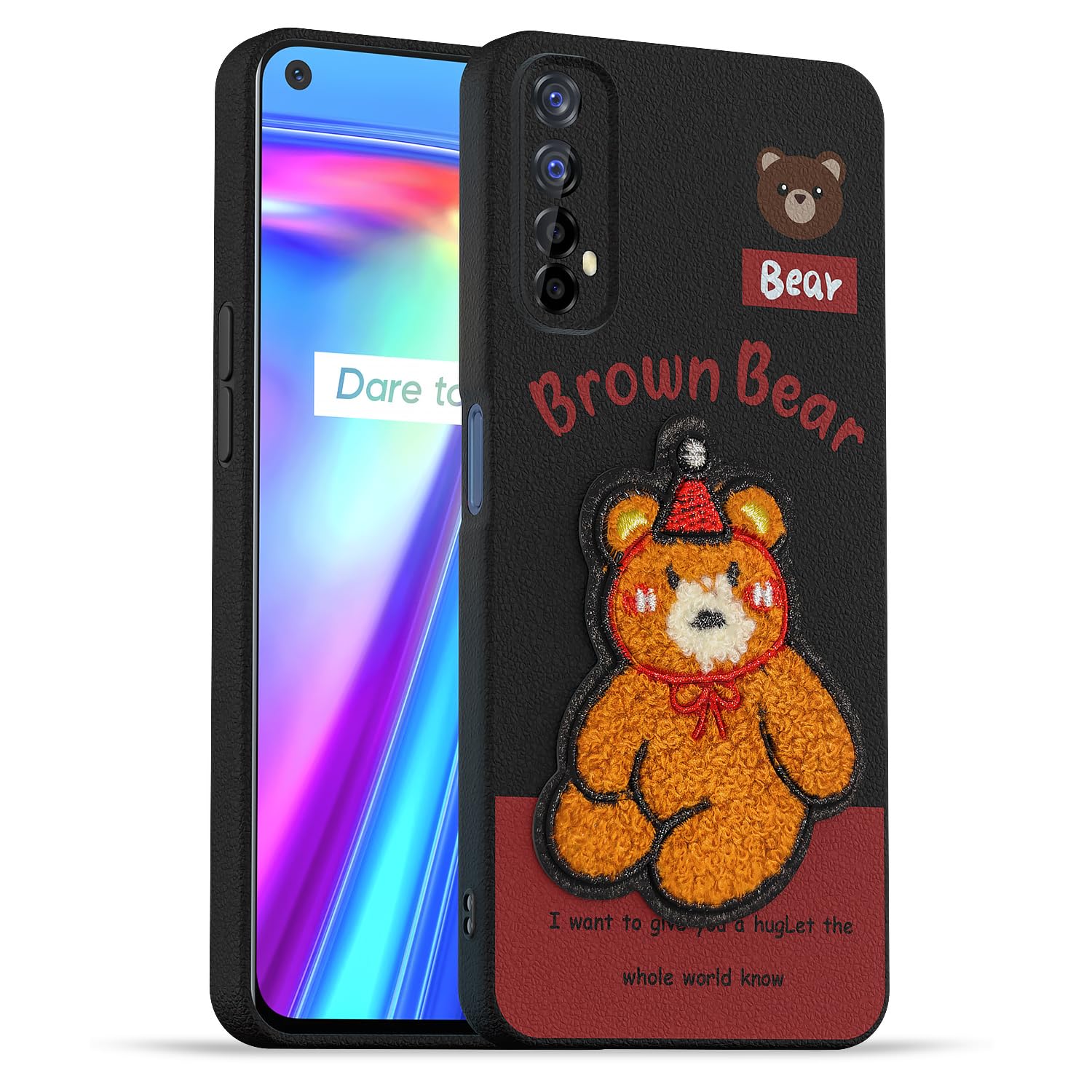 Realme 7/Narzo 30 4G/Narzo 20 Pro Plush Patch back cover in cherry by Pikkme
