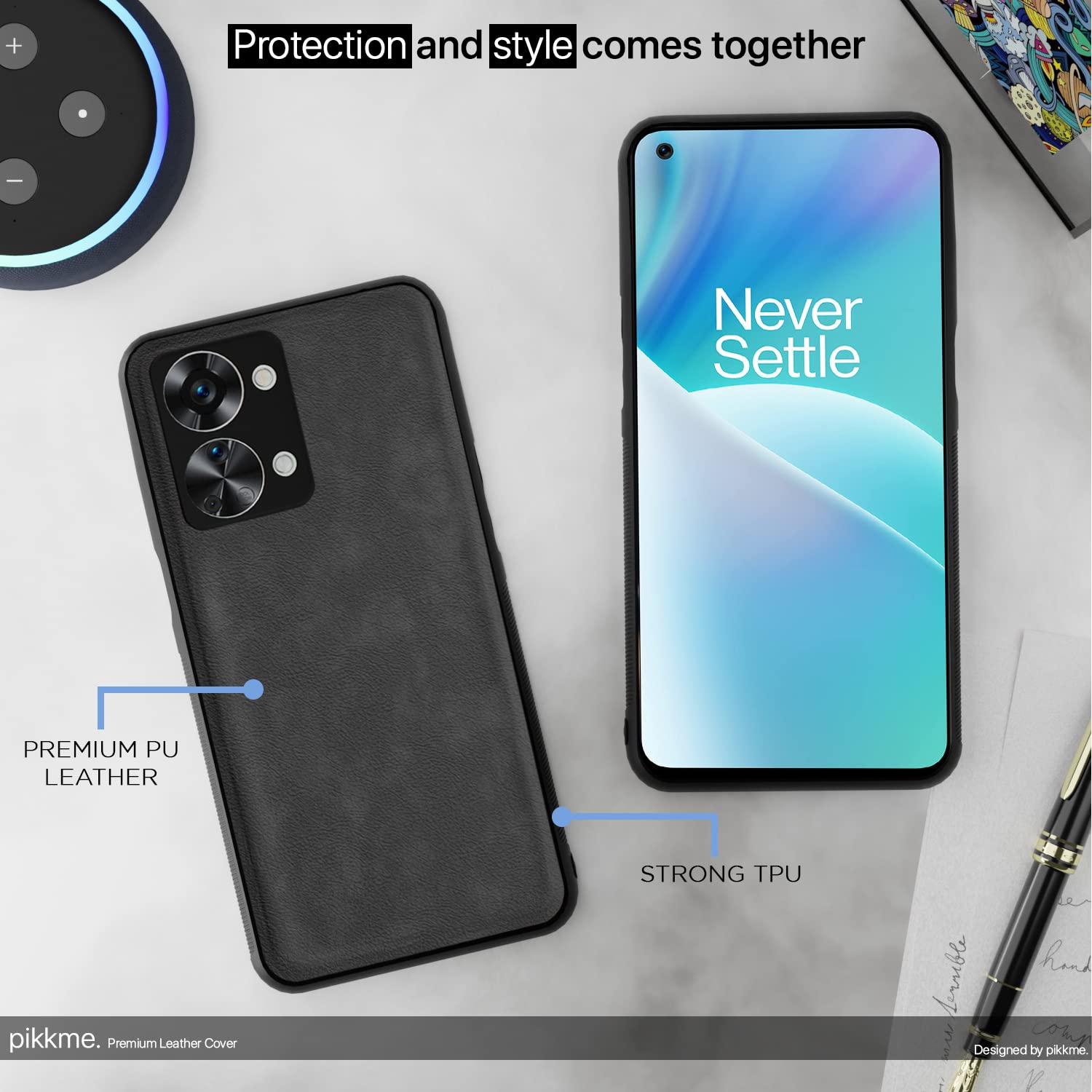 OnePlus Nord 2T 5G Leather phone cover in grey by Pikkme – photo 5
