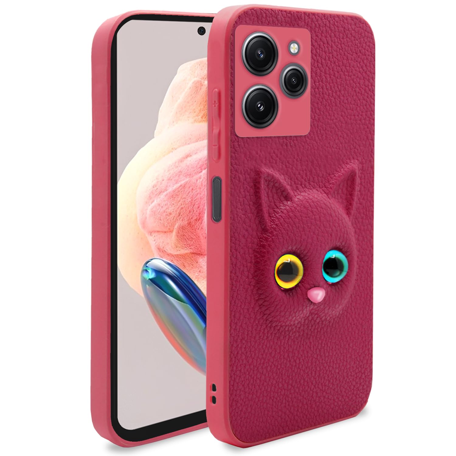 Pink Redmi 12 4G Kitty Back Cover – Stylish and Protective Back Cover