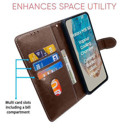 Pikkme brown & coffee wallet flip cover for Samsung M35 5G – photo 4