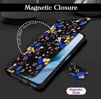 Black flower mobile flip cover for Redmi 12 4G – Pikkme – photo 3