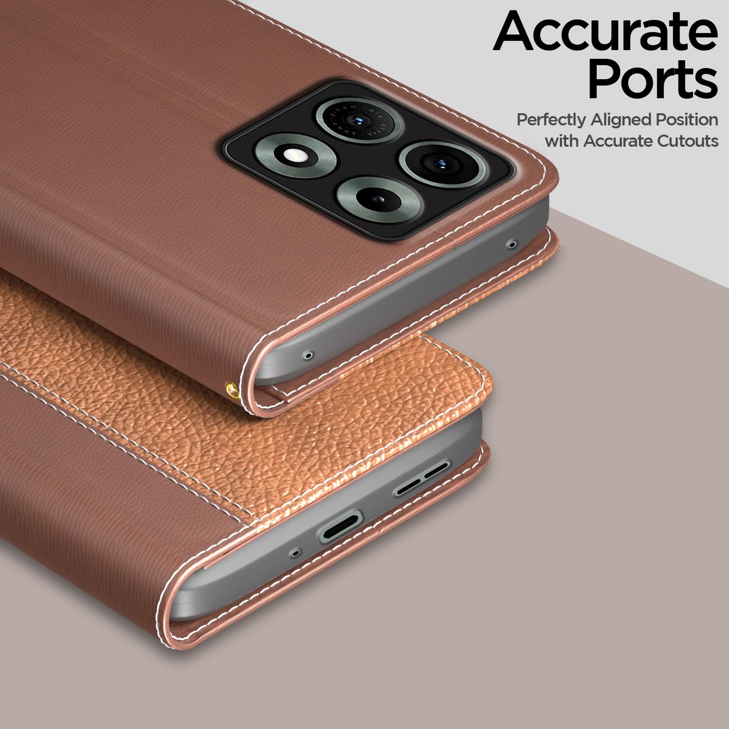 Pikkme tan flip cover for Moto Edge 70 Max 5G – photo 2