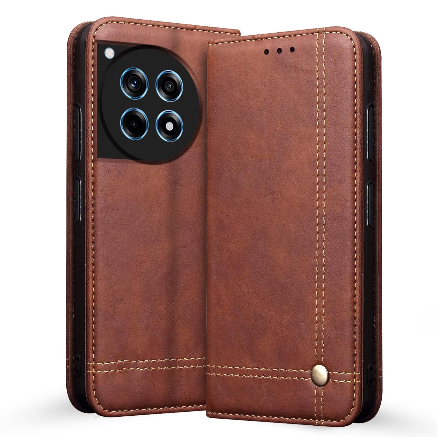 OnePlus 12R 5G flip cover in brown by Pikkme