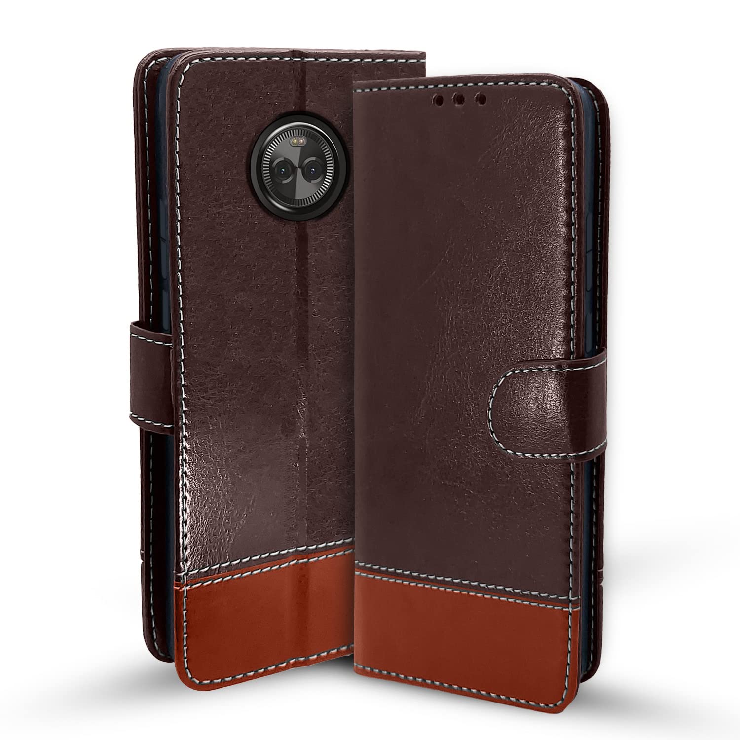 Moto X4 Magnetic flip cover in coffee & brown by Pikkme