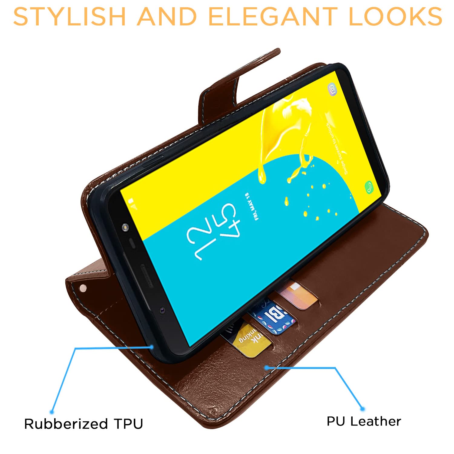 Brown & coffee Magnetic wallet flip cover for Samsung J6 2018 – Pikkme – photo 5