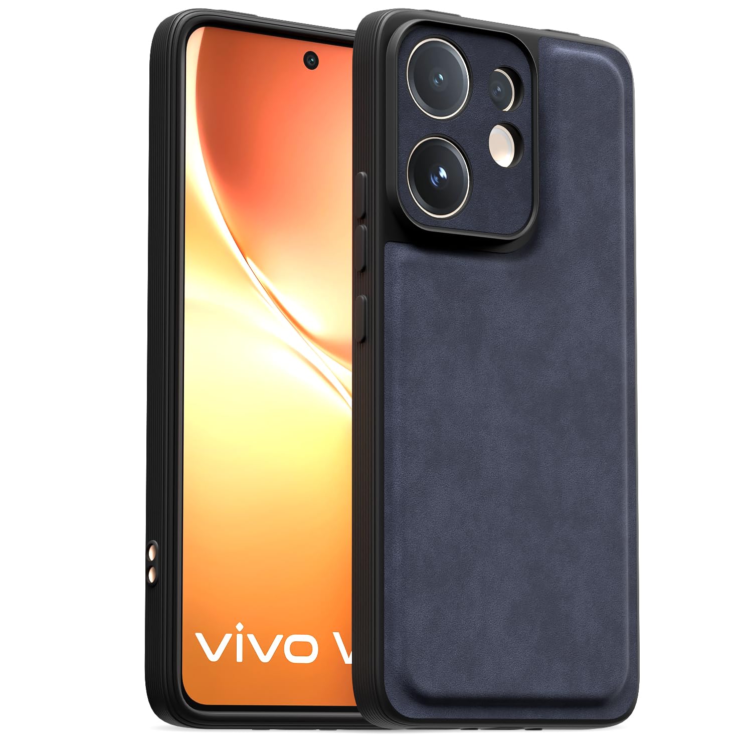 Pikkme blue Leather phone cover for Vivo V60/T4 Pro 5G