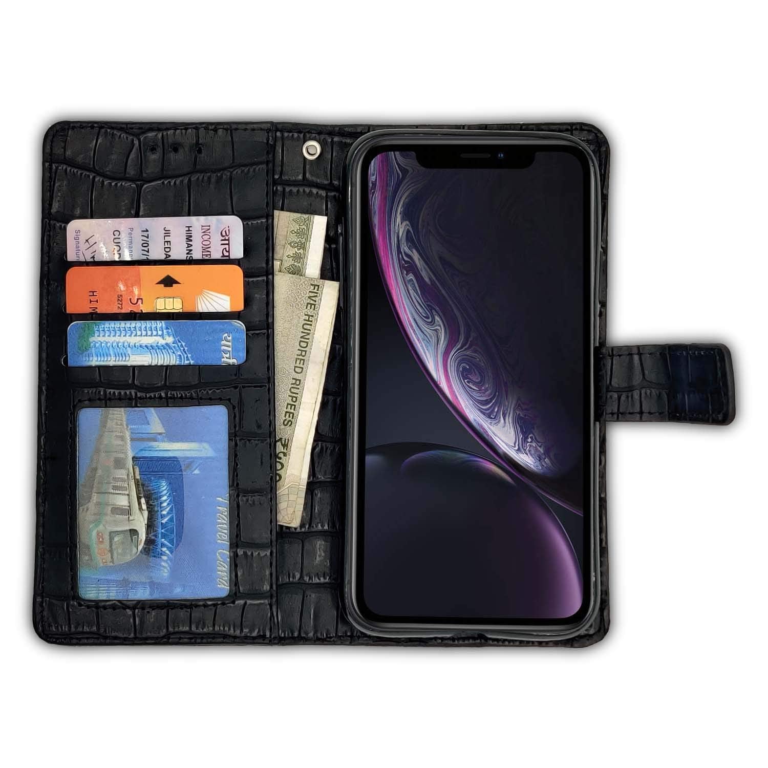 Black Leather flip cover for iPhone XR – Pikkme – photo 2