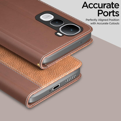 Pikkme Vivo Y400 Pro 5G Contrast Flip Cover (Tan)