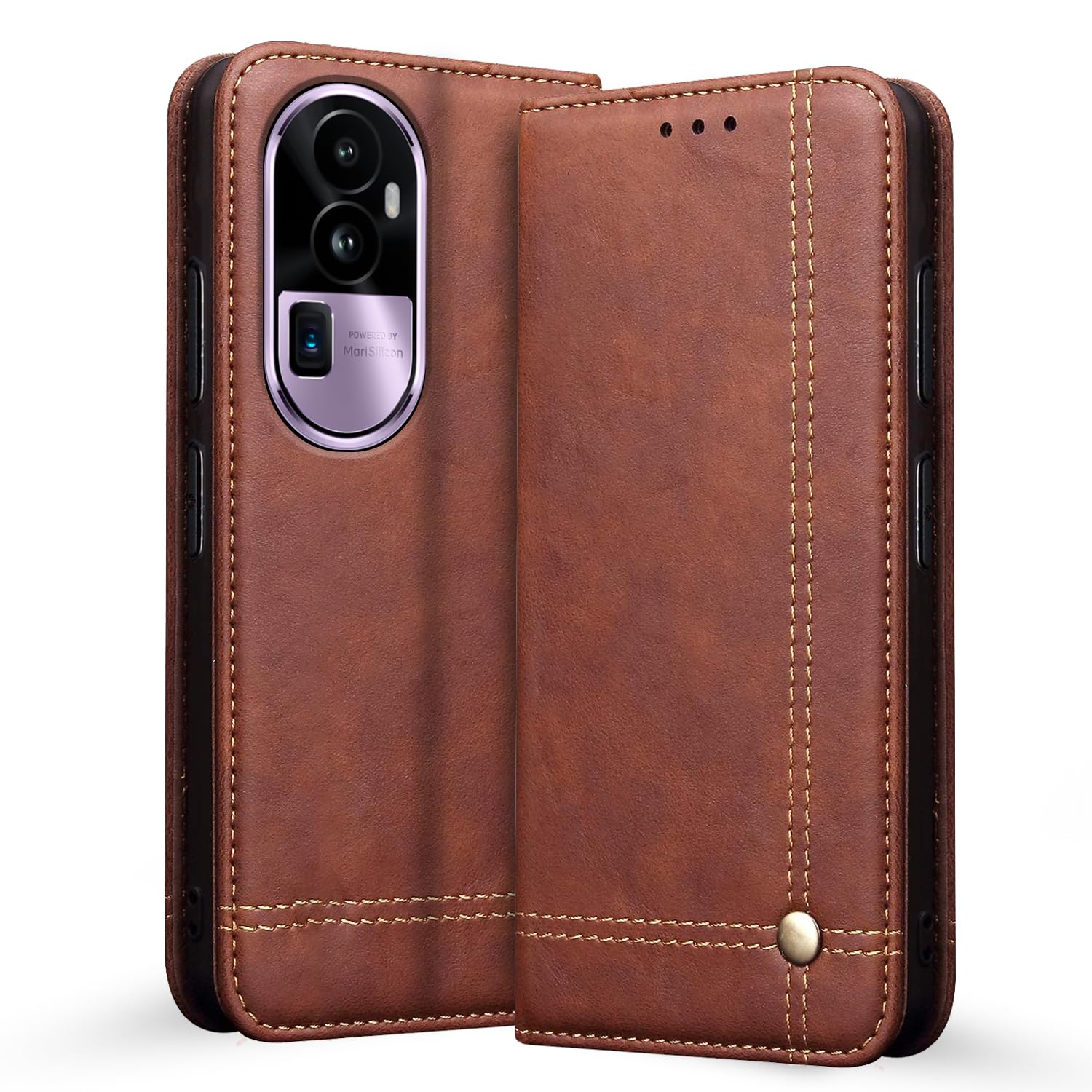 Pikkme brown wallet flip cover for Oppo Reno 10 Pro Plus 5G