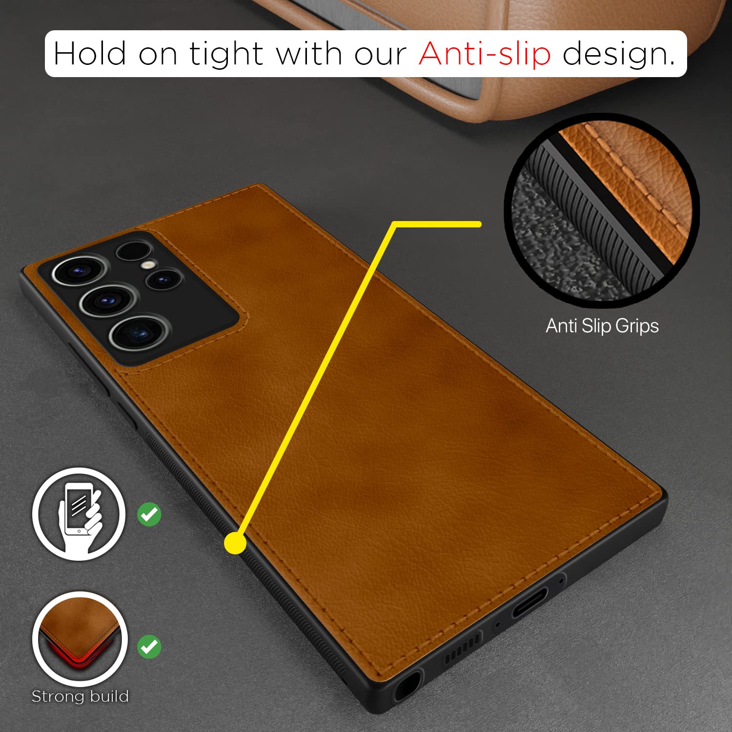Brown Leather mobile cover for Samsung S23 Ultra 5G – Pikkme – photo 5