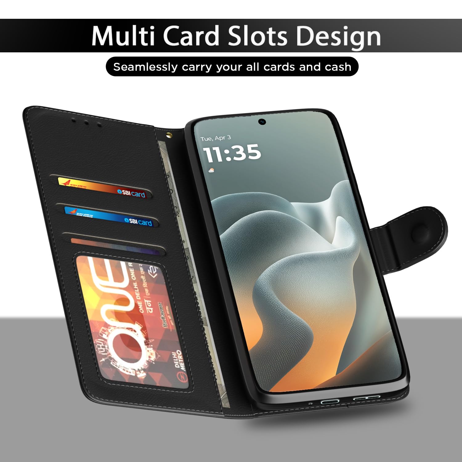 Pikkme black Wallet wallet flip cover for Moto Edge 70 Fusion 5G – photo 5